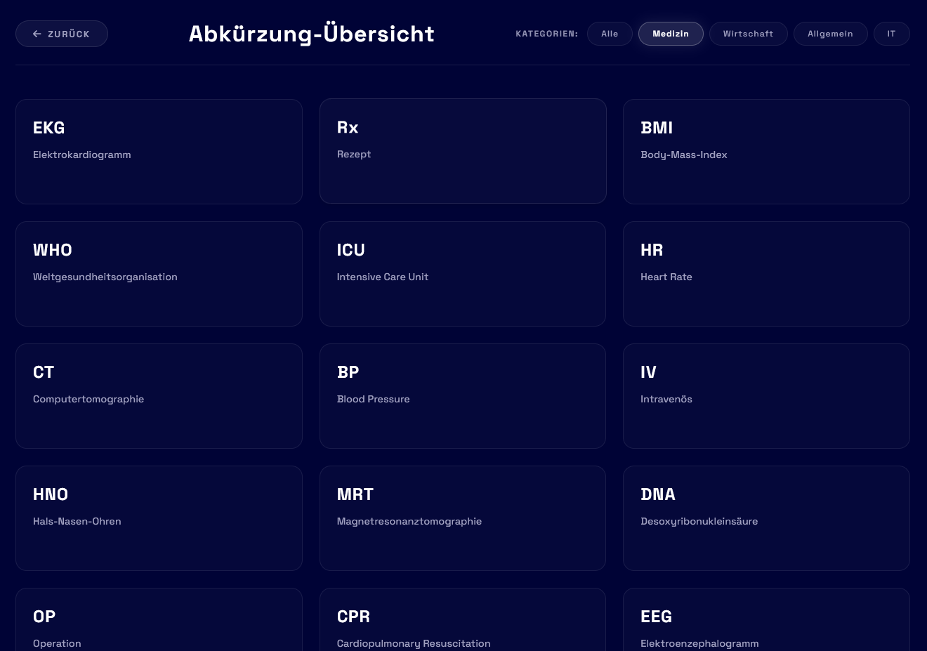 Abkürzung Lexikon Screenshot